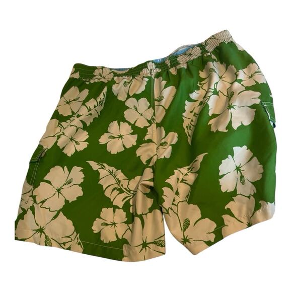 Caribbean Joe Hawaiian Kelly Green White Swim Trunks Rn0100576 Men’s Size XL - Picture 2 of 6
